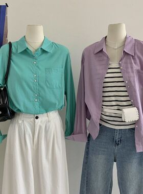 SUSAN 2026夏季新款复古宽松慵懒风休闲防晒长袖衬衫上衣女TW370