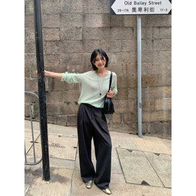 2025秋季【SIMNICE】韩版净色高腰显瘦百搭直筒休闲西裤女潮7083