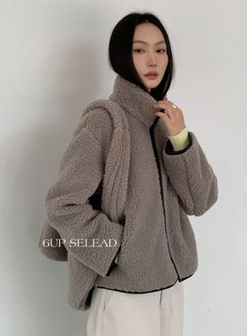 6UP配包包韩系正品皮毛一体立领外套13行新款慵懒穿搭高级感50381