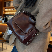 单肩斜挎包双肩带 牛皮枕头包高级感时尚 2026新款 手提包女百搭时尚