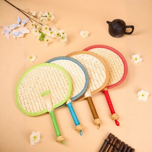 手工制作麦秆扇编织大蒲扇子随身老人宝宝儿童中国风麦秸扇草编扇