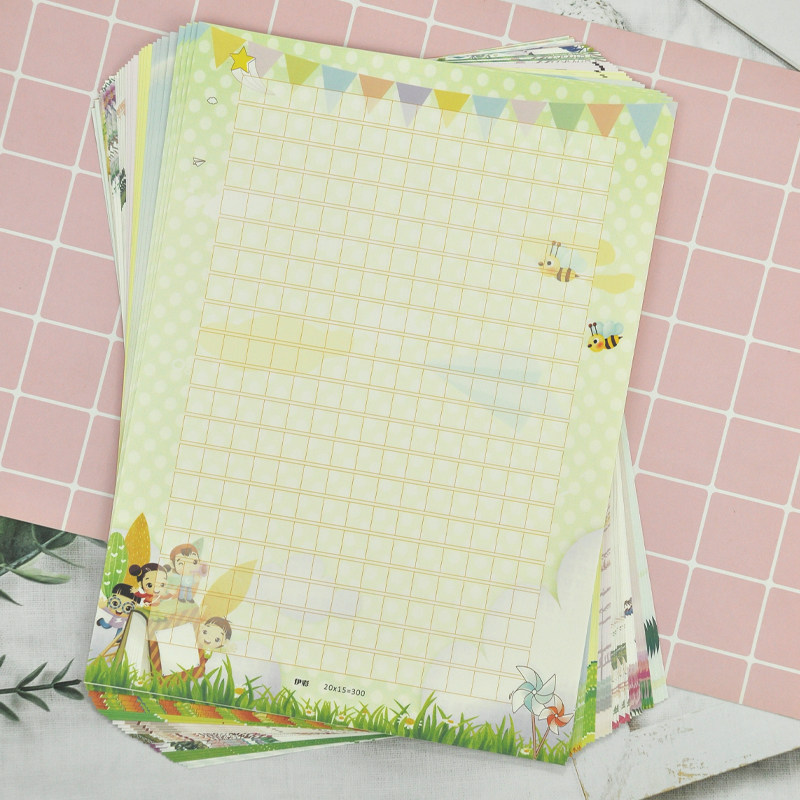 小学生彩色作文纸方格稿纸日记信签纸a4信纸300格比赛展示作品纸