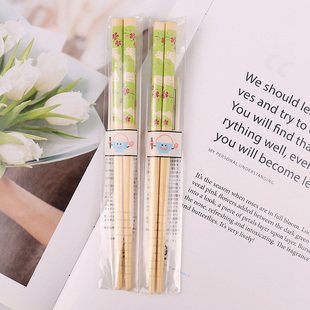 日本进口田中筷子可爱田园风绿色兔子儿童筷子16.5cm天然竹筷学生