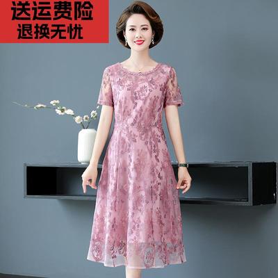 2025新款妈妈装桑蚕丝裙子中老年气质大码女装中年夏装真丝连衣裙