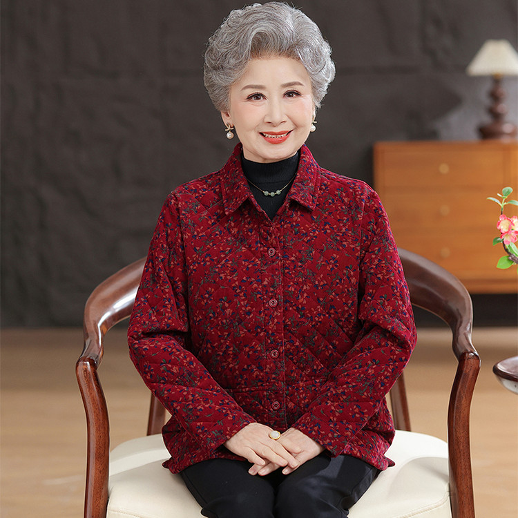 中老年妈妈春秋薄款纯棉开衫