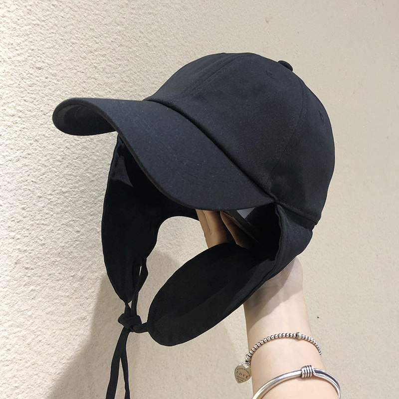韩系护耳棉遮阳鸭舌帽子女网红青年黑百搭时尚休闲街头侦探帽潮