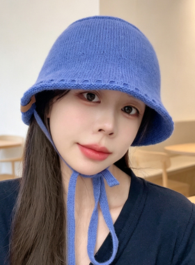 韩版羊毛针织护耳渔夫帽女显脸小
