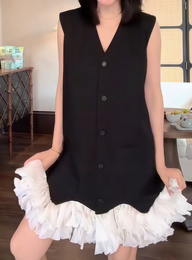 A字长款黑色服饰连衣裙女款