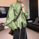 式 2026年春季 绿色皮外套高级感百搭通勤休闲宽松款 时尚 小众女 新款