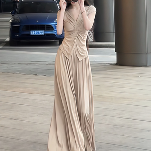 上衣高腰阔腿裤 2025年夏季 设计感慵懒风显瘦短款 新款 两件套女 时尚