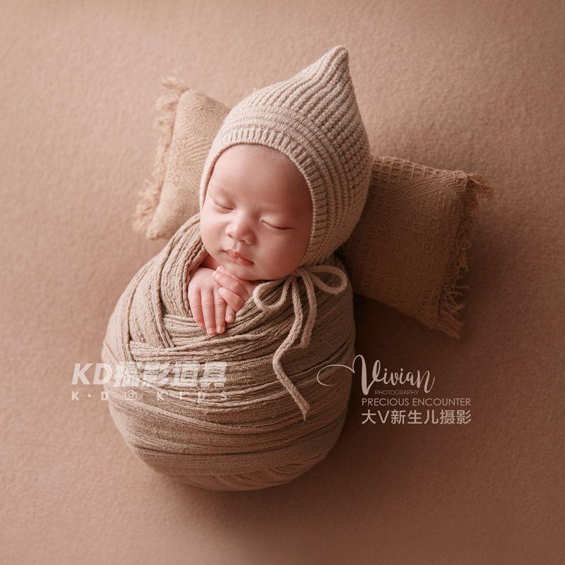 KD道具新生儿摄影裹布满月宝宝拍照背景布影楼婴儿拍摄主题帽玩偶