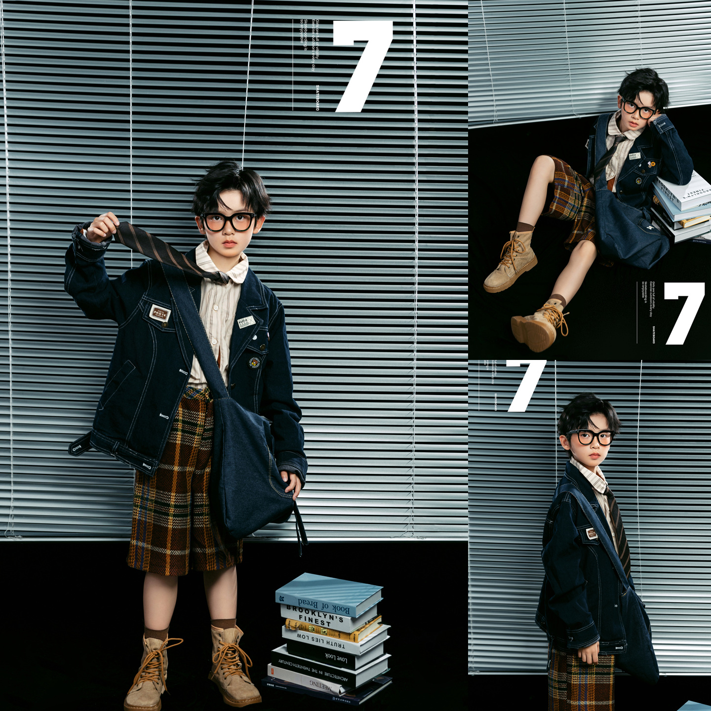 儿童摄影服装新款男童帅气牛仔外套影楼拍照主题男孩写真服饰道具