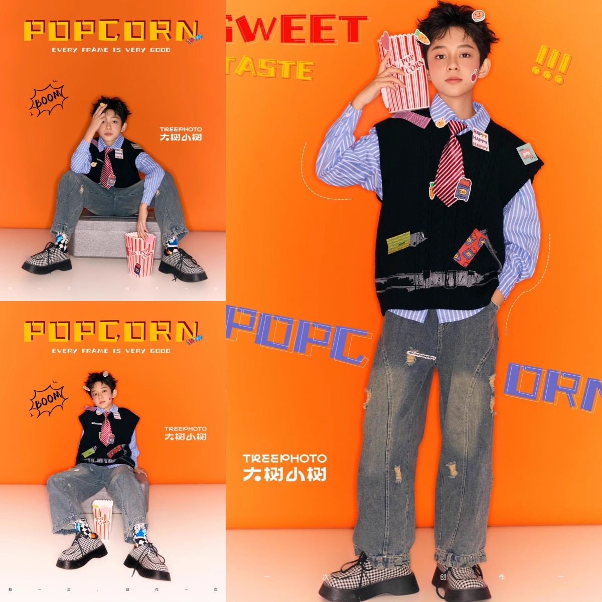 儿童摄影服装新款男孩休闲拍照服饰影楼时尚潮童艺术照拍摄衣服