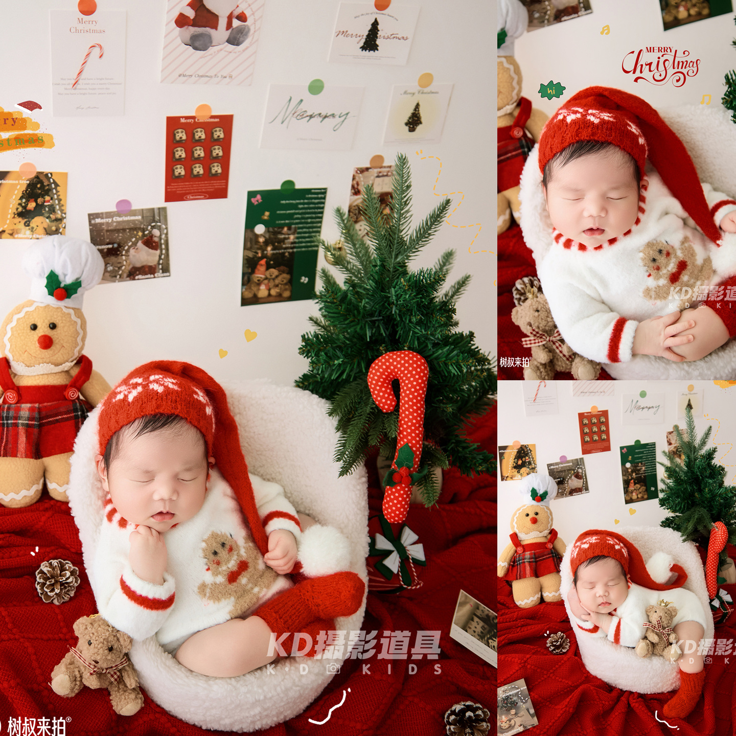 kd满月道具新生儿拍照衣服影楼初生婴儿圣诞主题宝宝摄影服装正版