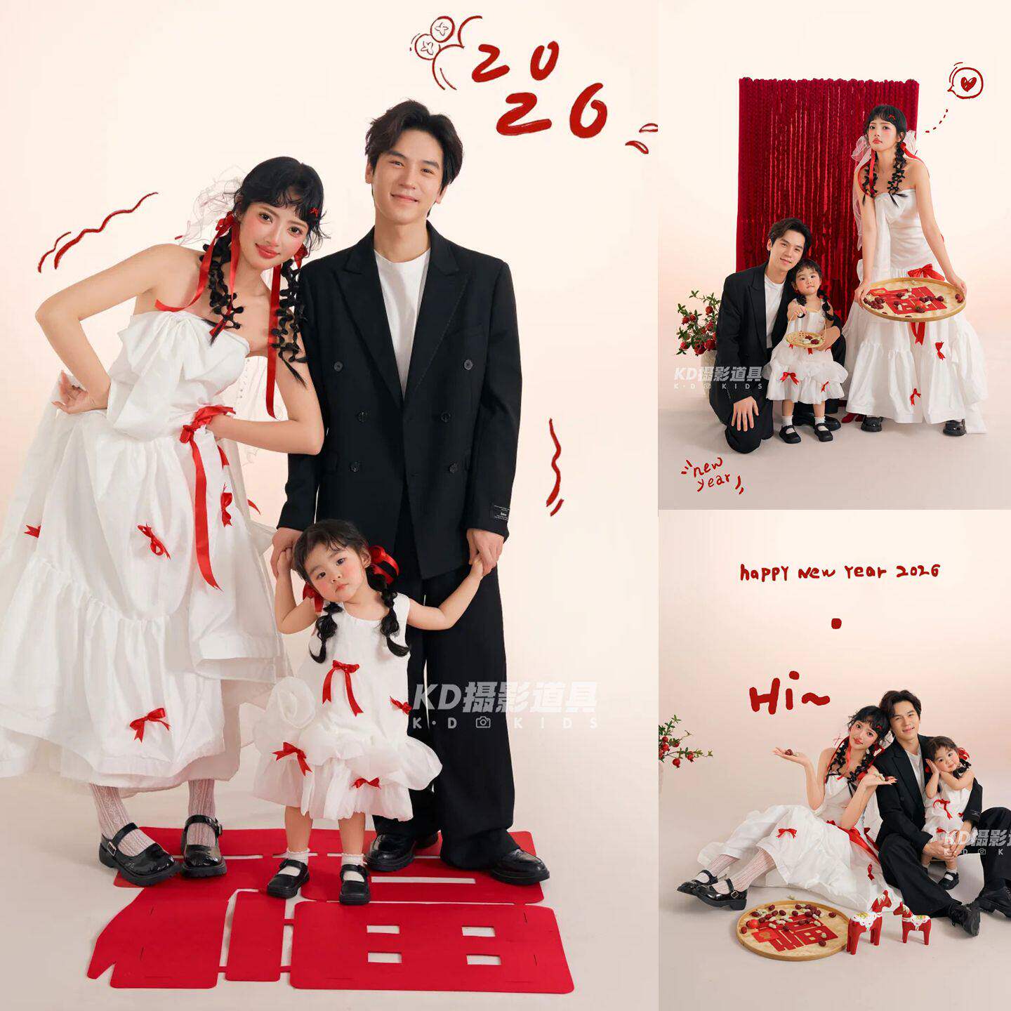 影楼新款亲子装影楼写真艺术照拍摄服饰一家三口拍照衣服母女装