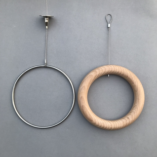 衣架陈列 女装 大号服装 店吊环木圈挂钩上墙展示架钢丝绳挂衣圈童装