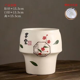 简约陶瓷花盆手绘轻奢高品质家用蝴蝶兰花器绿植盆栽盆景新中式盆
