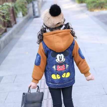清仓促销男童秋冬装加绒牛仔外套女宝宝儿童时髦洋气冬季加厚上衣