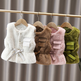 2026秋冬儿童棉马甲女童仿皮草毛马夹仿兔毛加厚背心洋气坎肩潮