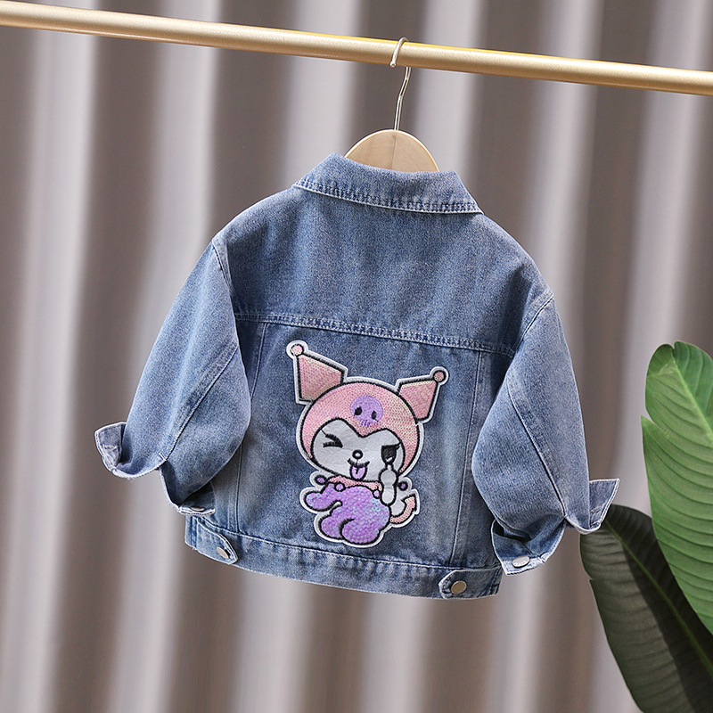 女牛仔外套中小童印花外衣