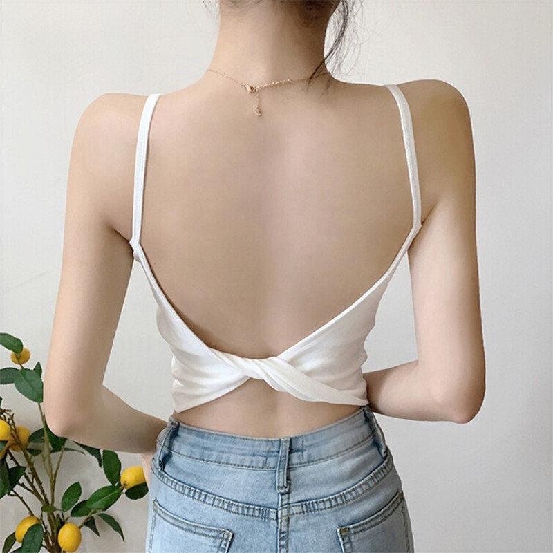 美背性感无袖交叉带打底衫小背心