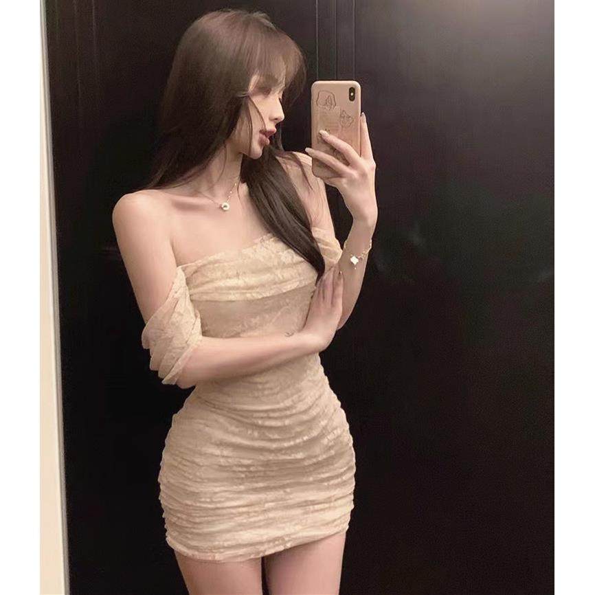 纯欲性感甜美辣妹蕾丝一字肩洋装女夏季修身显瘦打底包臀短裙子,女装/女士精品,连衣裙,淘宝优惠券,粉丝福利购,淘宝优惠卷