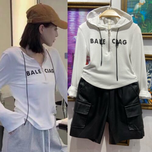 品牌卫衣a白色带帽卫衣秋装女童
