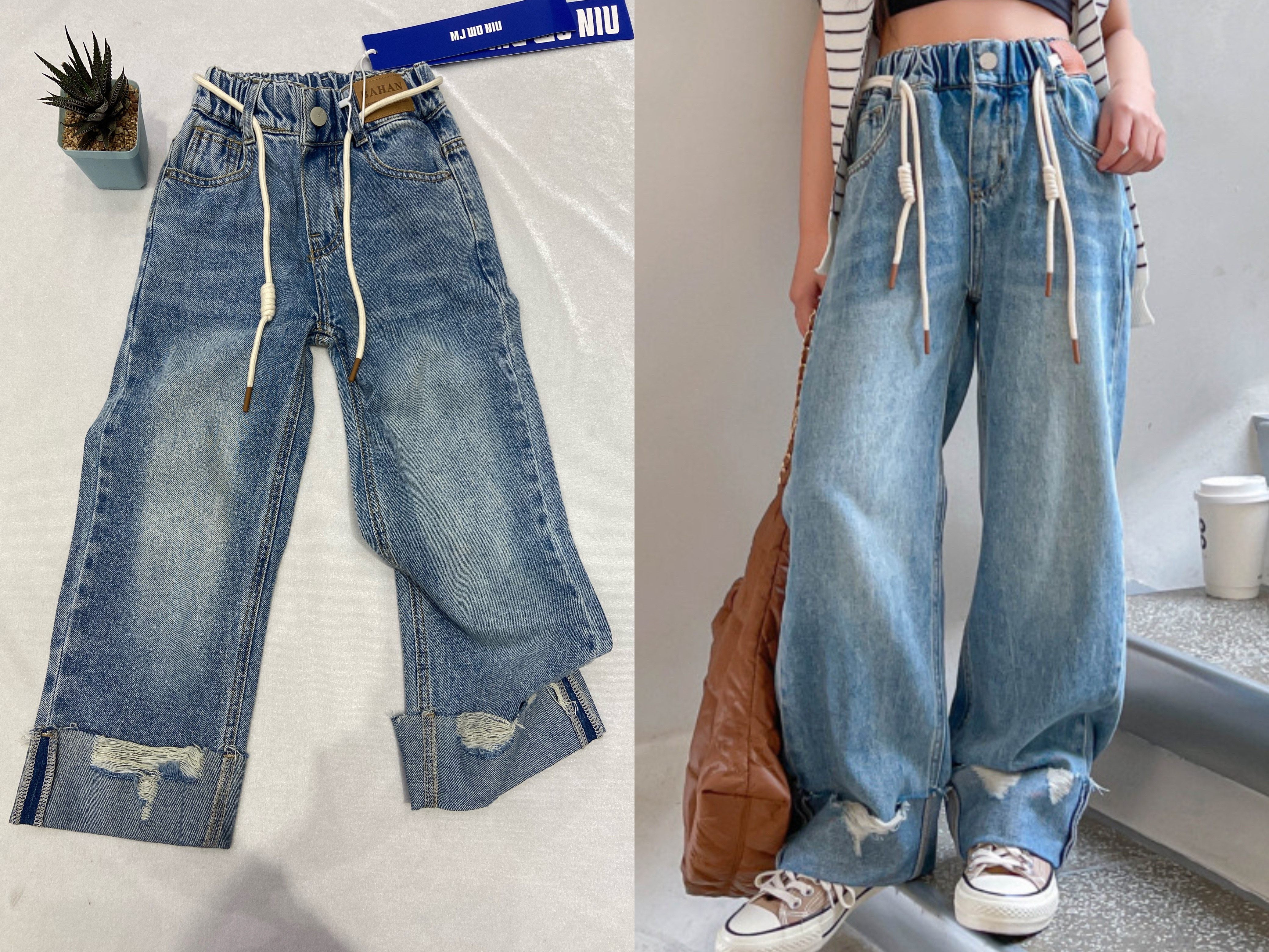 奔跑的蜗牛 女童 牛仔蓝 牛仔直筒裤 C23057 288元