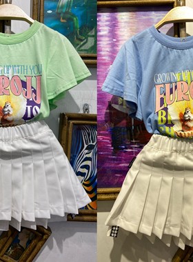 女童 夏季 蓝色绿色 圆领短袖T恤时尚个性袖子 圆领短袖T恤 159元