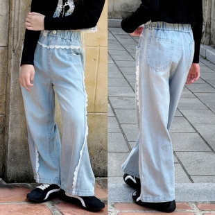 浅蓝 蕾丝牛仔长裤 直筒裤 春款 170 女童可亲子 110 329 新款