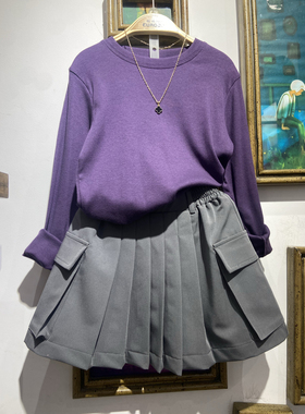 秋装 男童女童可亲子 紫色 长袖圆领T恤打底衫 109元