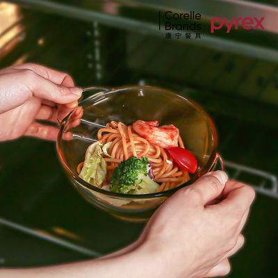 康宁Pyrex玻璃碗耐高温家用双耳碗泡面碗拉面碗沙拉碗饭碗碟套装