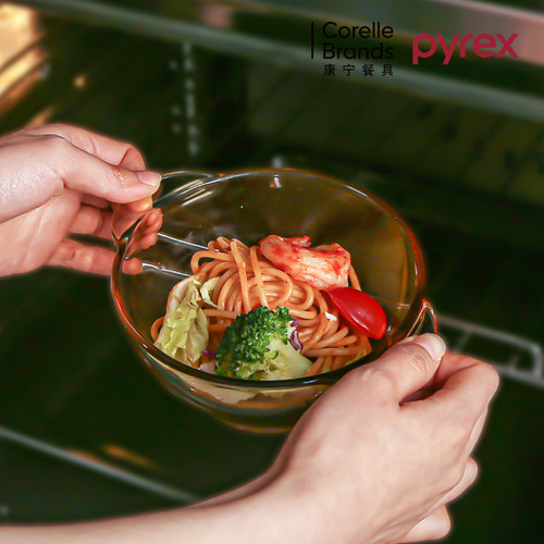 康宁Pyrex玻璃碗耐高温家用双耳碗泡面碗拉面碗沙拉碗饭碗碟套装
