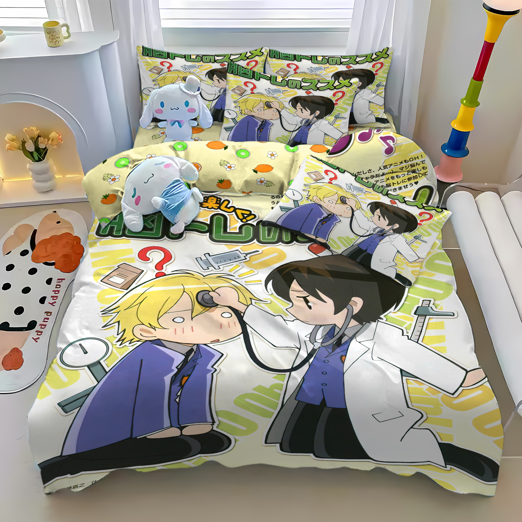 全棉樱兰高校男公关部被套单人床三件套卡通床单学生宿舍四件套