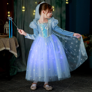 冰雪奇缘爱莎公主裙女童连衣裙儿童发光裙子艾莎高端礼服长裙秋款