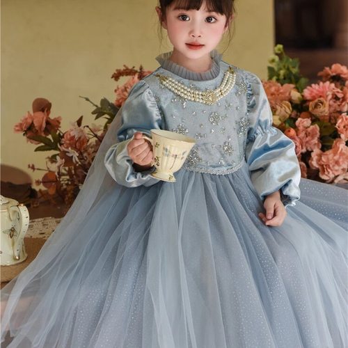 艾莎公主裙女童春秋连衣裙洋气小女孩爱沙裙子儿童爱莎礼服长裙