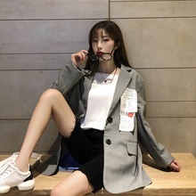 复古英伦风小西服宽松长袖 翻领廓形西装 外套女ins潮 2019秋季 新款