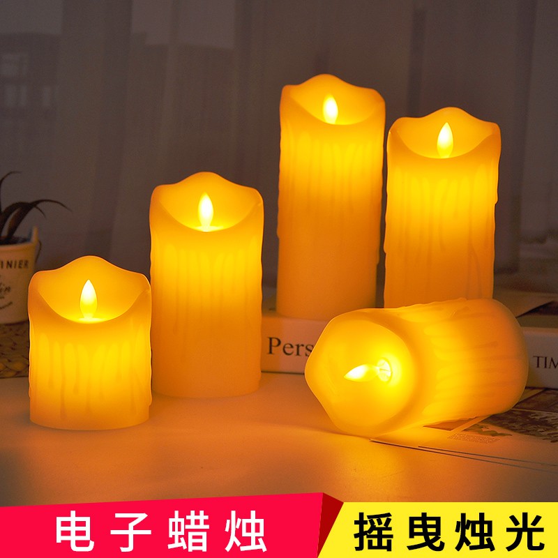 led电子蜡烛灯婚庆婚礼路引场景布置装饰道具仿真摇摆蜡烛石蜡