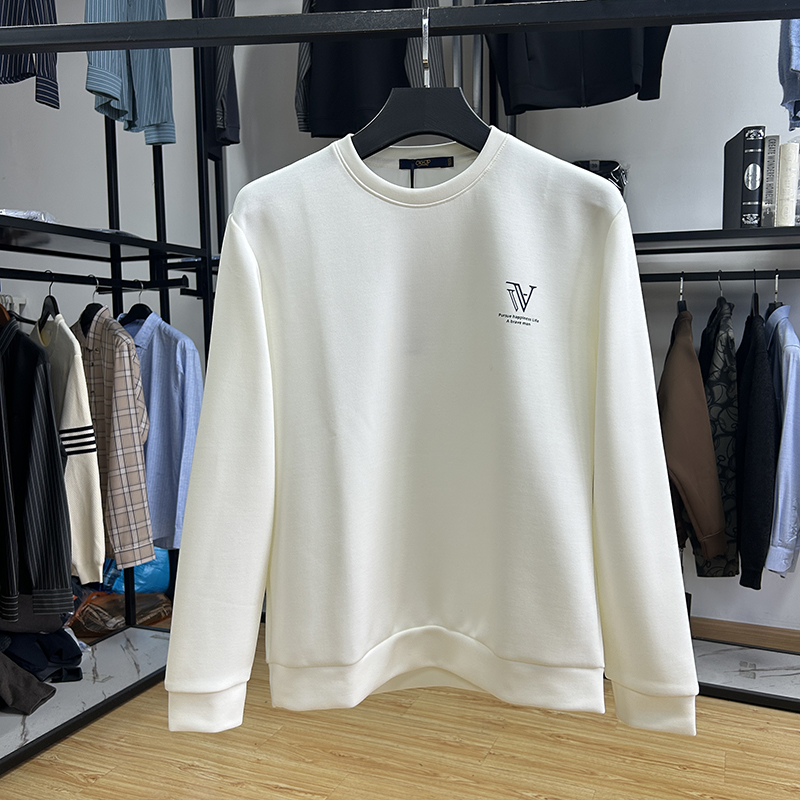 空气层五明治料简约时尚休闲圆领长袖卫衣秋冬简约套头上衣男打底