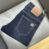 小脚时尚 水洗棉牛仔加厚男裤 秋冬季 一体绒修身 ODM单微弹保暖长裤