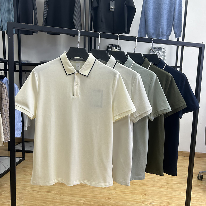 冰感珠地料时尚韩领轻奢休闲男士短袖POLO衫夏季舒适透气 体恤衫