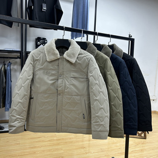 商务通勤可拆毛领条保暖有型修身 秋冬翻领轻薄棉服外套 棉服爸爸装