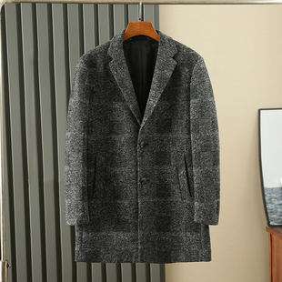 羊毛混纺大衣男秋冬修身 商务时尚 领男士 西装 帅气显瘦厚实呢子外套