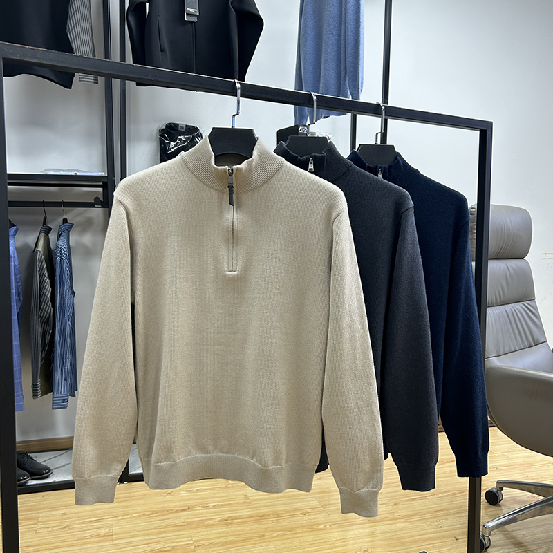抗静电，抗起球纯色百搭半拉链软糯亲肤休闲针织衫秋冬套头打底衫