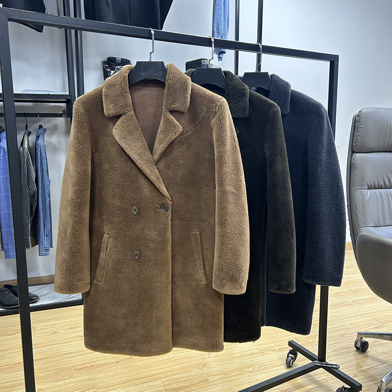 麂皮绒内里防风西装领中长款含绵羊毛颗粒绒外套冬季加厚保暖大衣,男装,夹克,淘宝优惠券,粉丝福利购,淘宝优惠卷