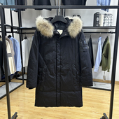 加厚保暖防风御寒连帽长款 羽绒服冬纯色通勤百搭鸭绒服防寒服 男士