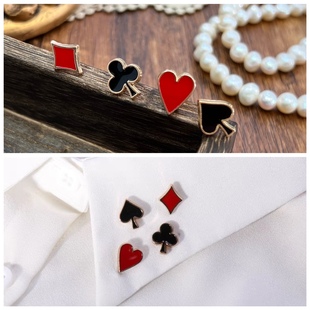 红色胸针领花 胸针扑克牌衬衣领针潮百搭小领扣时尚 魔法扑克 个性