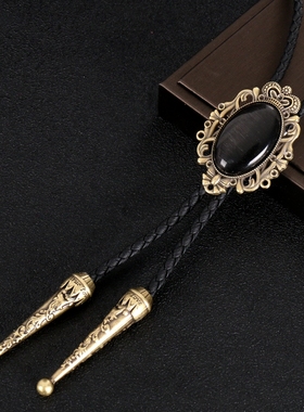 休闲领带项链潮流BOLO TIE领绳配饰金属皇冠猫眼衬衣领结波洛领带