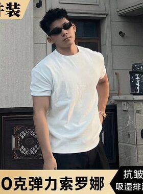 黑色健身短袖男款夏季显肌