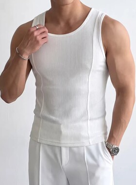 男士背心夏季薄款纯棉打底白色男装无袖2026新款内搭运动跑步汗衫